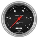 Autometer 3561 Sport-Comp Series Gauge, Fuel Pressure, 2 5/8in. 15Psi, Digital Stepper Motor.