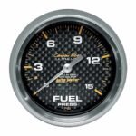 Autometer 4813 Carbon Fiber Series Gauge, Fuel Pressure, 2 5/8in. 15Psi, Mechanical Incl. Isolator.