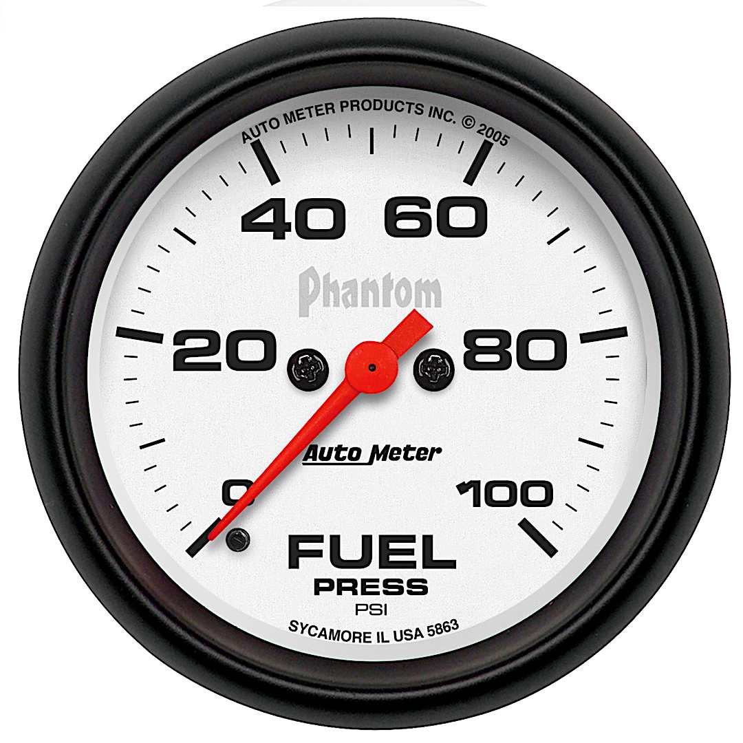 a485863_1.jpg Autometer 5863 Phantom Series Gauge, Fuel Pressure, 2 5/8in. 100Psi, Digital Stepper Motor. - Image 1