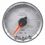 Autometer P31421 Spek Series Gauge, Fuel Press, 2 1/16in. 100Psi, Stepper Motor W/Peak & Warn, Slvr/Chrm.