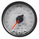 Autometer P31522 Spek Series Gauge, Fuel Press, 2 1/16in. 15Psi, Stepper Motor W/Peak & Warn, Slvr/Blk.