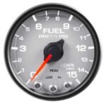 Autometer P31522 Spek Series Gauge, Fuel Press, 2 1/16in. 15Psi, Stepper Motor W/Peak & Warn, Slvr/Blk. - Image 3
