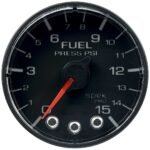 Autometer P315328 Spek Series Gauge, Fuel Press, 2 1/16in. 15Psi, Stepper Motor W/Peak & Warn, Blk/Blk.