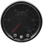 Autometer P31552 Spek Series Gauge, Fuel Press, 2 1/16in. 15Psi, Stepper Motor W/Pk & Wrn, Blk/Smoke/Blk.