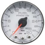Autometer P316118 Spek Series Gauge, Fuel Press, 2 1/16in. 30Psi, Stepper Motor W/Peak & Warn, Wht/Chrm.
