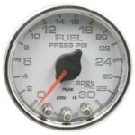 Autometer P31611 Spek Series Gauge, Fuel Press, 2 1/16in. 30Psi, Stepper Motor W/Peak & Warn, Wht/Chrm.