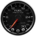 Autometer P31632 Spek Series Gauge, Fuel Press, 2 1/16in. 30Psi, Stepper Motor W/Peak & Warn, Blk/Blk.