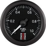 Autometer ST3303 Stack Series Gauge, Fuel Press, Pro Stepper Motor, 52Mm, Blk, 0-1 Bar, M10 Male