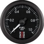 Autometer ST3303 Stack Series Gauge, Fuel Press, Pro Stepper Motor, 52Mm, Blk, 0-1 Bar, M10 Male