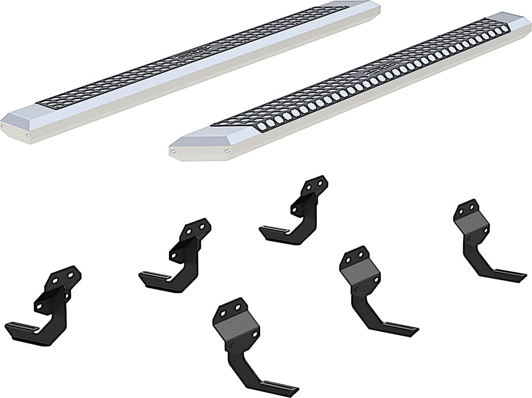 ars2555047_1.jpg Aries 2555047 Running Boards, Powdercoated Chrome, Aluminum, 91 in. Length, Diameter - 5.5 in., FLEX/GAS, Crew Cab Pickup/Sport Utility, AdvantEDGE Series - Image 1