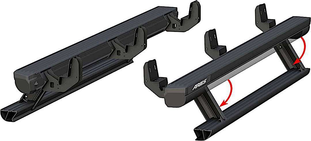 ars3046504_1.jpg Aries 3046504 Running Boards, Powdercoated Black, Aluminum, Extended Cab Pickup, 69.6 in., ActionTrac Series - Image 1
