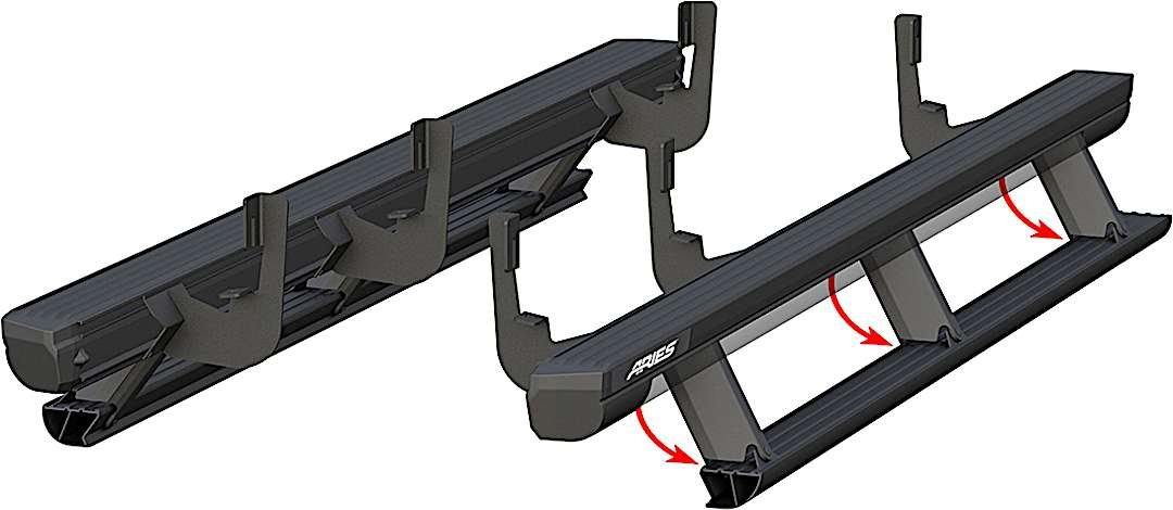 ars3048315_1.jpg Aries 3048315 Running Boards, Powdercoated Black, Aluminum, Crew Cab Pickup, 83 in., ActionTrac Series - Image 1
