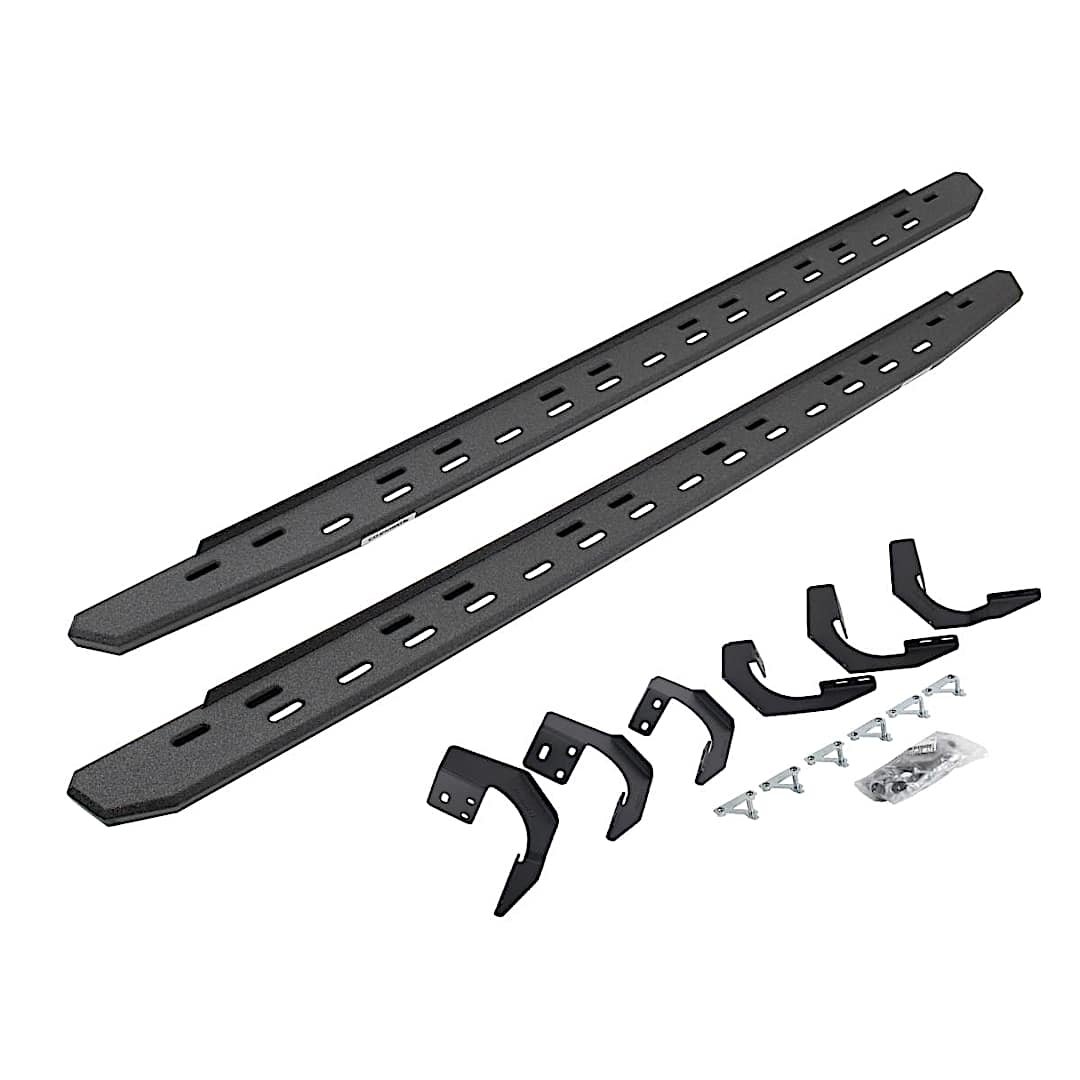 d2669620687st_1.jpg Go Rhino 69620687ST Running Boards, Protective Bedliner Coating, Galvanized Steel, Mounting Bracket Kit Included, 4-Door, Crew Cab Pickup, RB30 Slim Line Series - Image 1