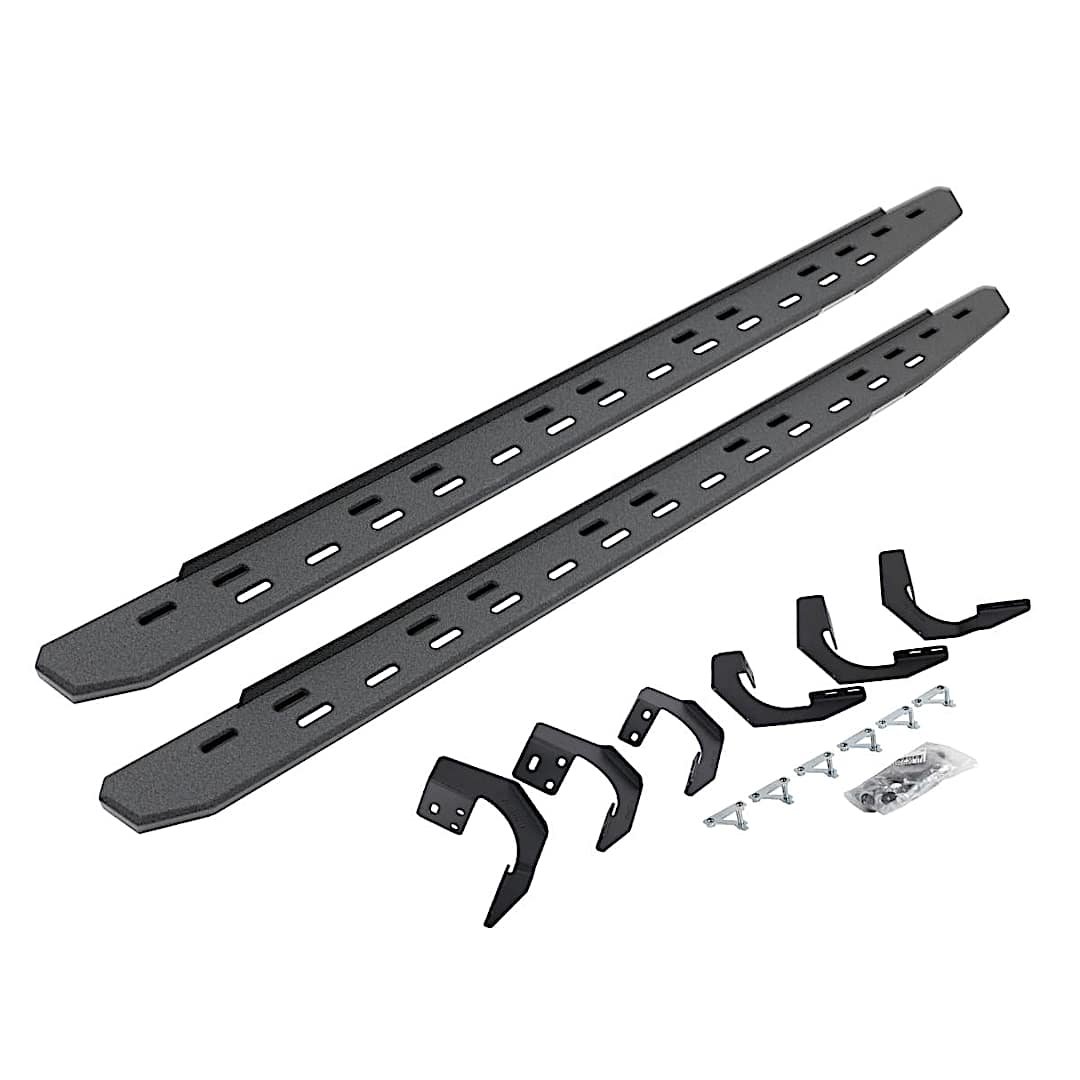 d2669629980st_1.jpg Go Rhino 69629980ST Running Boards, Protective Bedliner Coating, Galvanized Steel, Mounting Bracket Kit Included, 4-Door, Extended Cab Pickup, RB30 Slim Line Series - Image 1