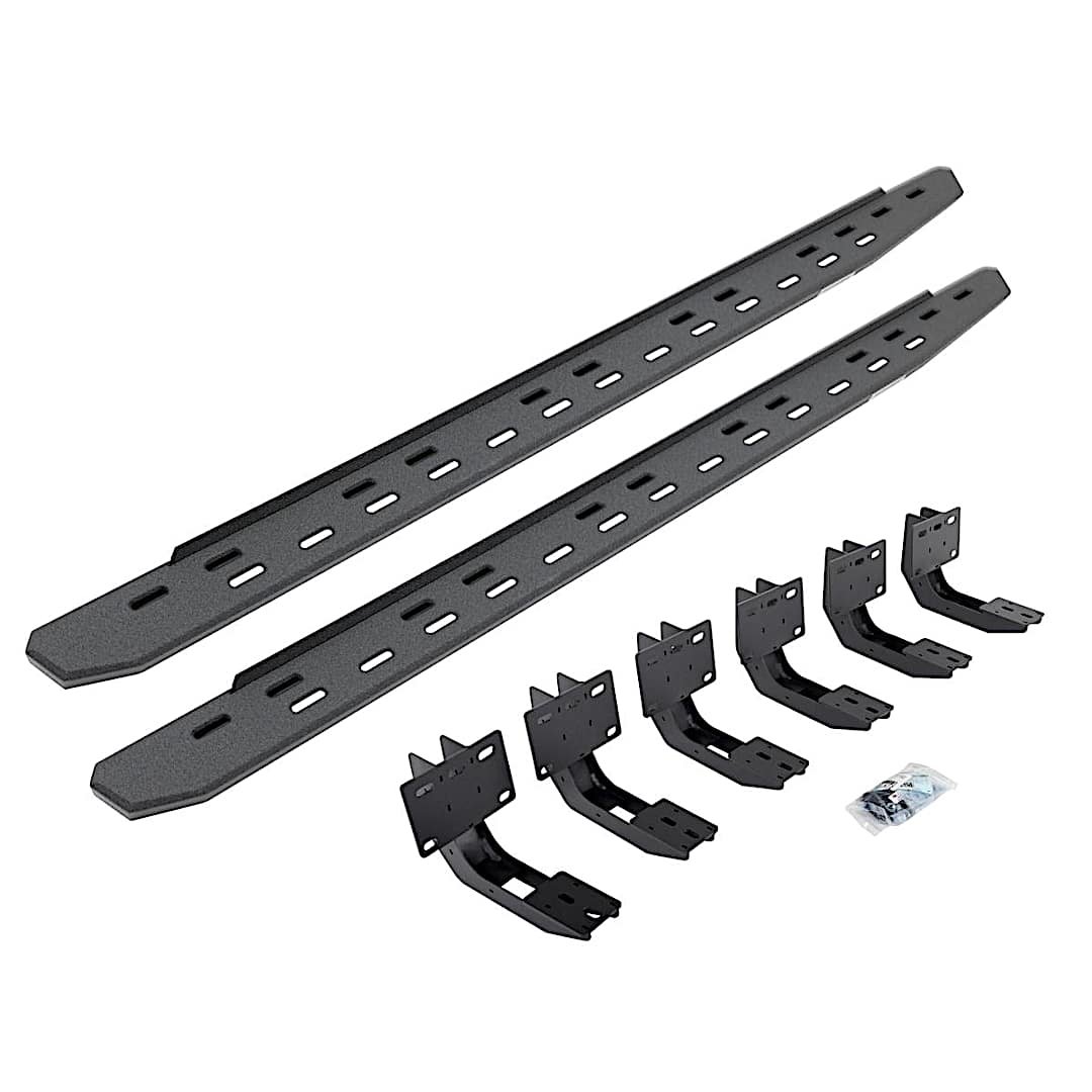 d2669630680st_1.jpg Go Rhino 69630680ST Running Boards, Protective Bedliner Coating, Galvanized Steel, Mounting Bracket Kit Included, 4-Door, Extended Cab Pickup, RB30 Slim Line Series - Image 1