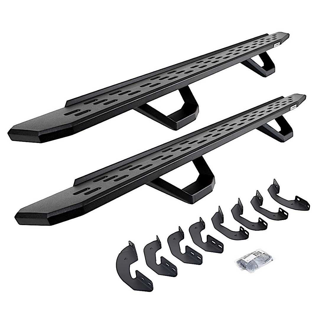 d266964168720pc_1.jpg Go Rhino 6964168720PC Running Boards, Textured Black, Galvanized Steel, Bracket Included, 4-Door, Crew Cab Pickup, Crew Max, RB30 Series - Image 1