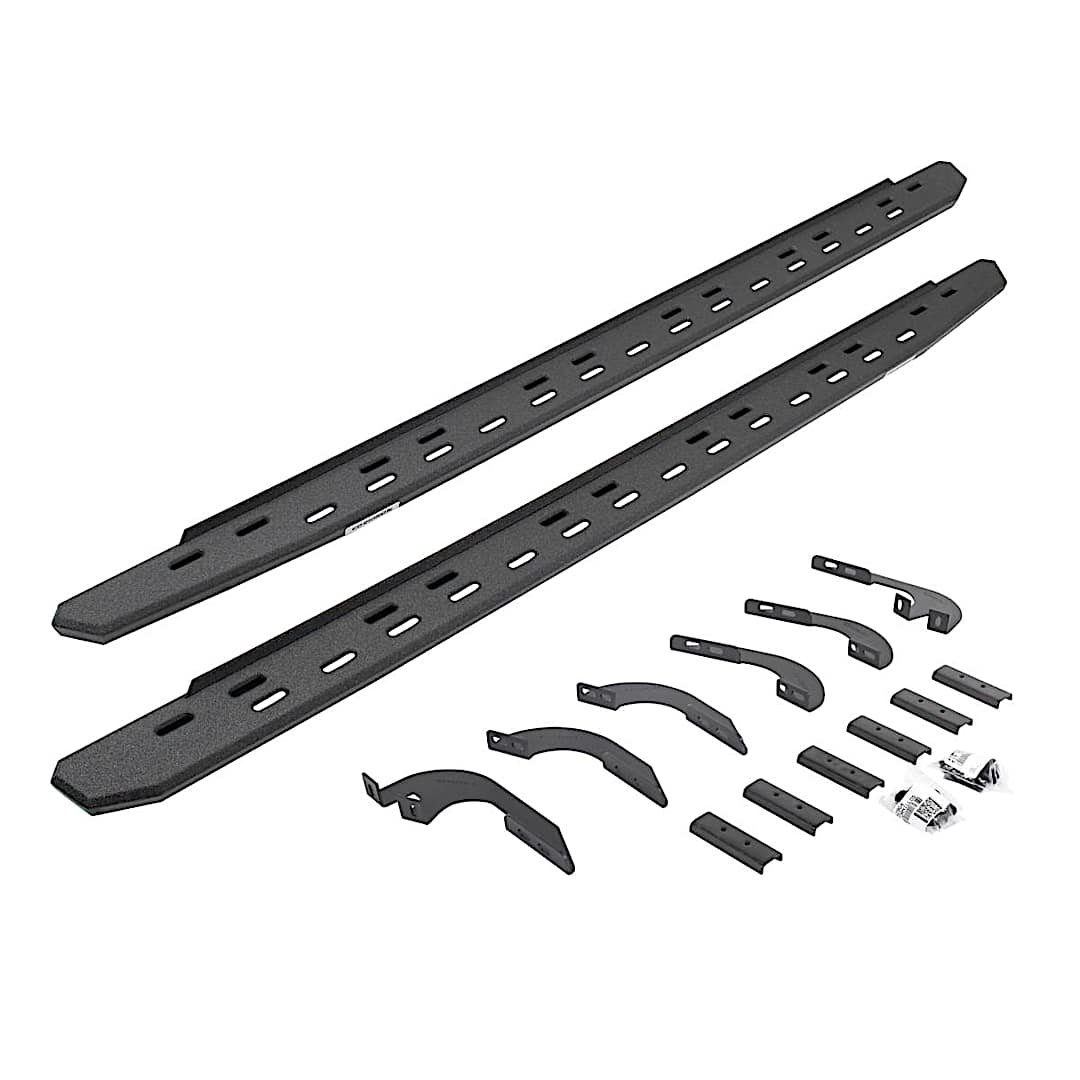 d2669642987st_1.jpg Go Rhino 69642987ST Running Boards, Protective Bedliner Coating, Galvanized Steel, Mounting Bracket Kit Included, 4-Door, Crew Cab Pickup (Double Cab), RB30 Slim Line Series - Image 1