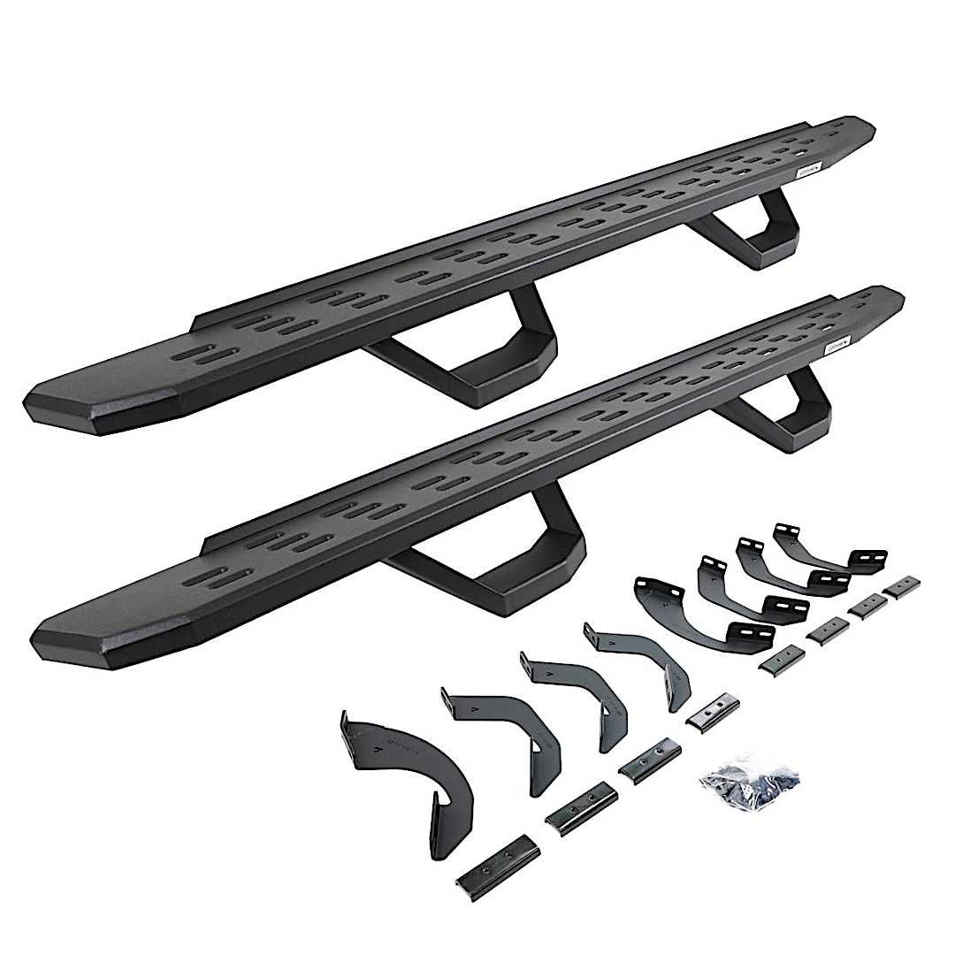 d266964358020pc_1.jpg Go Rhino 6964358020PC Running Boards, Textured Black, Galvanized Steel, Bracket Included, 4-Door, Extended Cab Pickup, RB30 Series - Image 1