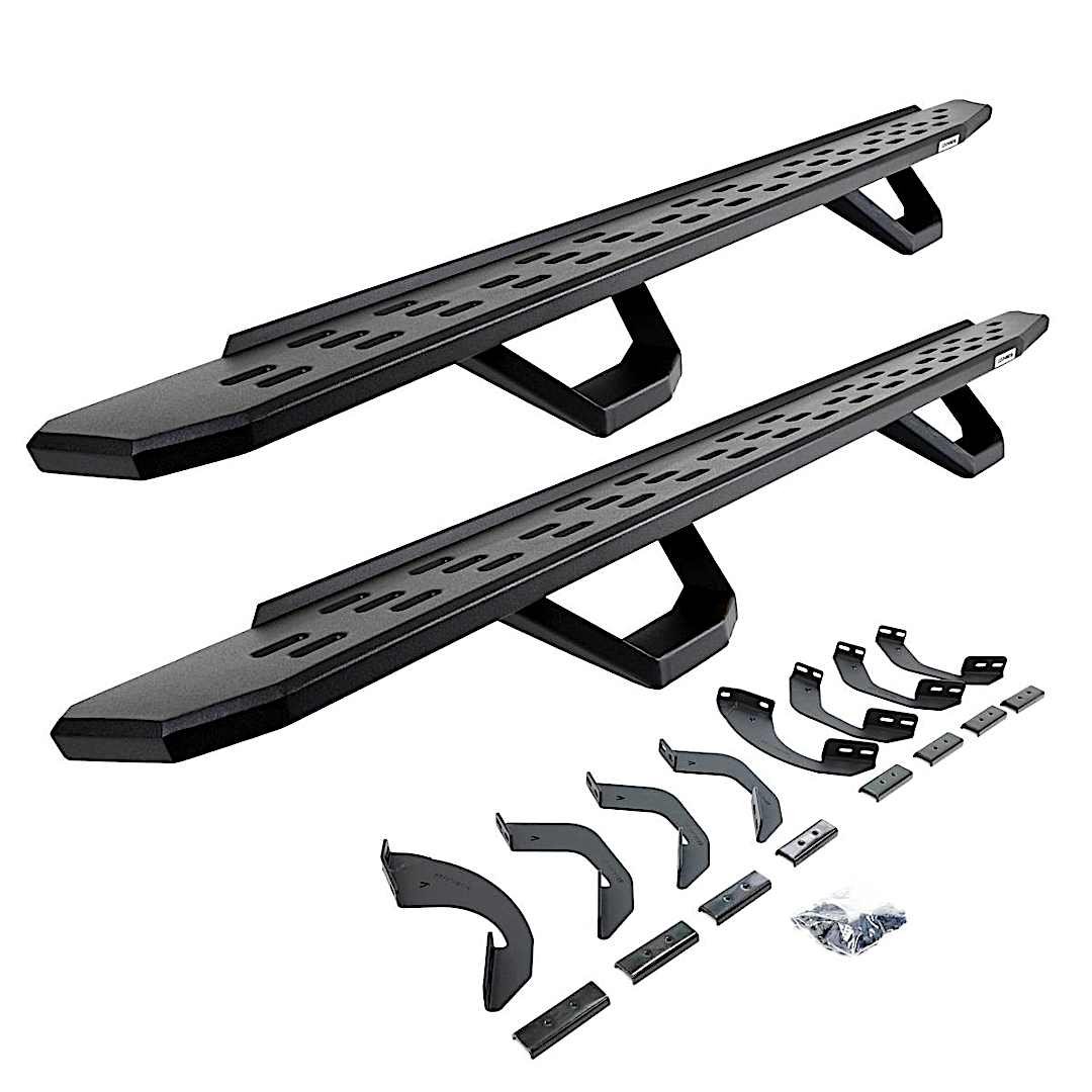 d266964368720pc_1.jpg Go Rhino 6964368720PC Running Boards, Textured Black, Galvanized Steel, Bracket Included, 4-Door, Crew Cab Pickup, Crew Max, RB30 Series - Image 1