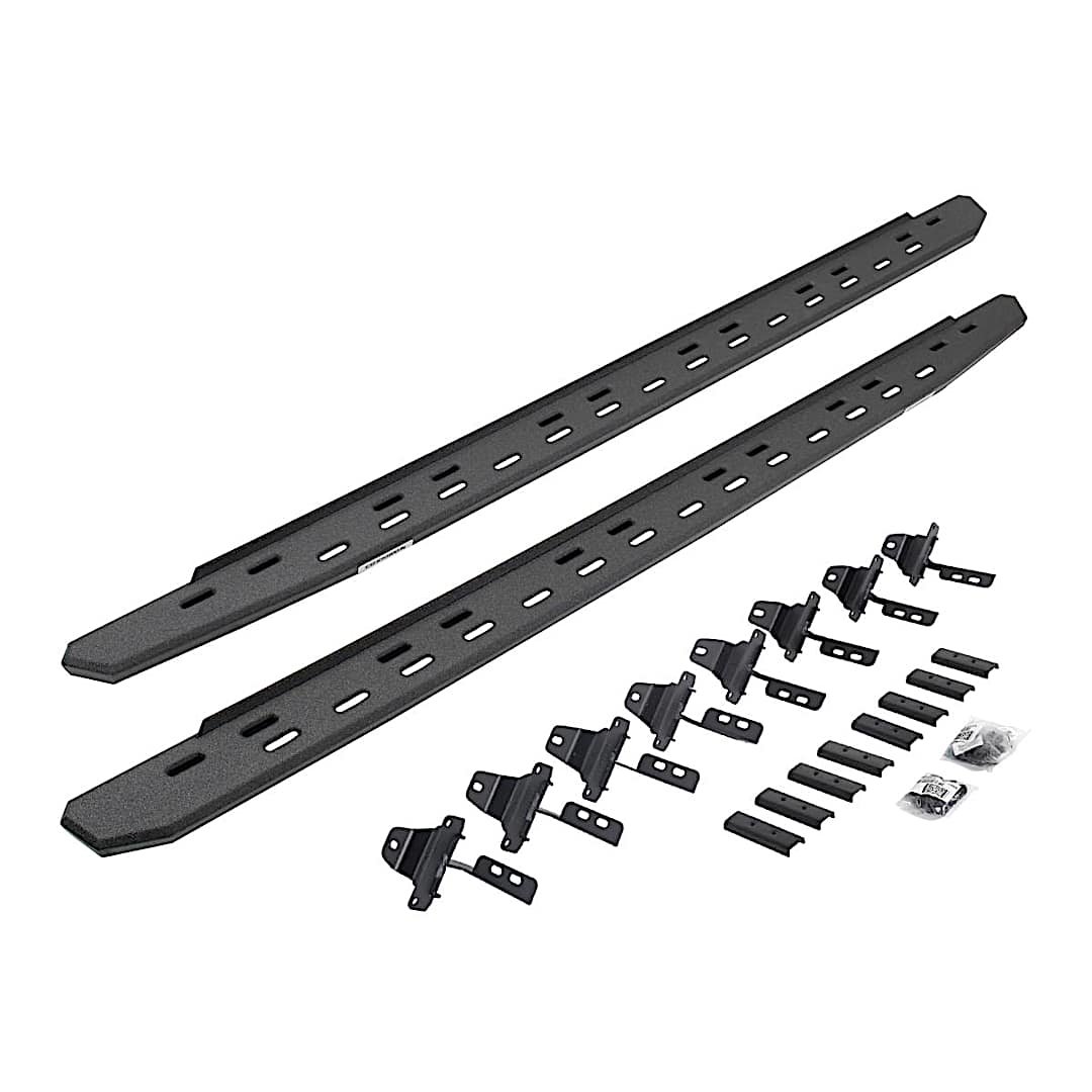 d2669651687st_1.jpg Go Rhino 69651687ST Running Boards, Protective Bedliner Coating, Galvanized Steel, Mounting Bracket Kit Included, 4-Door, Crew Cab Pickup, RB30 Slim Line Series - Image 1
