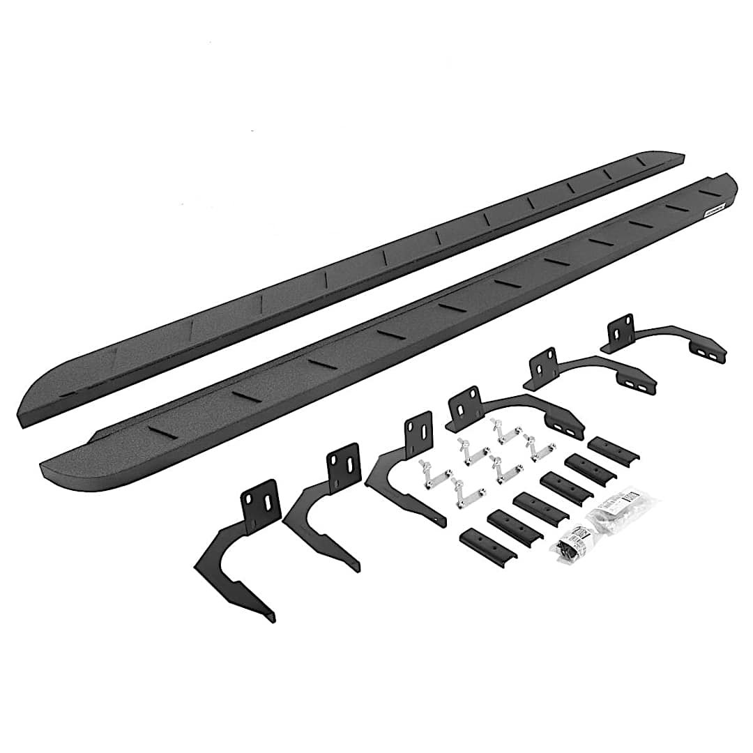 g2663409980st_1.jpg Go Rhino 63409980ST Running Boards, Protective Bedliner Coating, Steel, 4-Door, Crew Cab Pickup, RB10 Slim Line Series - Image 1