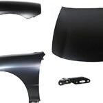Replacement 5-Piece Kit Factory Style Hood, Steel, Primed, Includes (2) Fender, (1) Hood, and (2) Hood Hinge