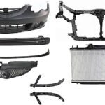 Replacement 8-Piece Kit, Front Primed Bumper Cover, Includes (2) Bumper Bracket, (1) Bumper Cover, (1) Bumper Reinforcement, (1) Grille, (1) Radiator, (1) Radiator Support, and (1) Valance