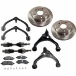 TrueDrive 9-Piece Kit Front, Driver and Passenger Side, Upper and Lower Control Arm with Axle Assemblies, Brake Discs, and Brake Pad Set, Four Wheel Drive