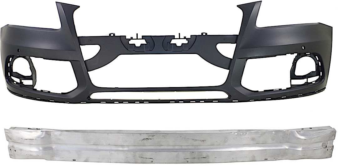 kit-021417-30_1.jpg Replacement 2-Piece Kit, Front Primed Bumper Cover, For Models Without S-Line Package, For Models With Adaptive Cruise Control and Parking Aid Sensor, Includes (1) Bumper Cover and (1) Bumper Reinforcement - Image 1
