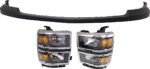 Replacement 3-Piece Kit Driver and Passenger Side Halogen Headlight, With bulb(s), OE Replacement, CAPA Certified, Includes (1) Bumper Cover and (2) Headlight