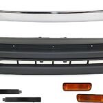Replacement 6-Piece Kit Front, Driver or Passenger Side Bumper Trim with Bumper Fillers, Turn Signal Lights, and Valance, Chrome, Rear Wheel Drive