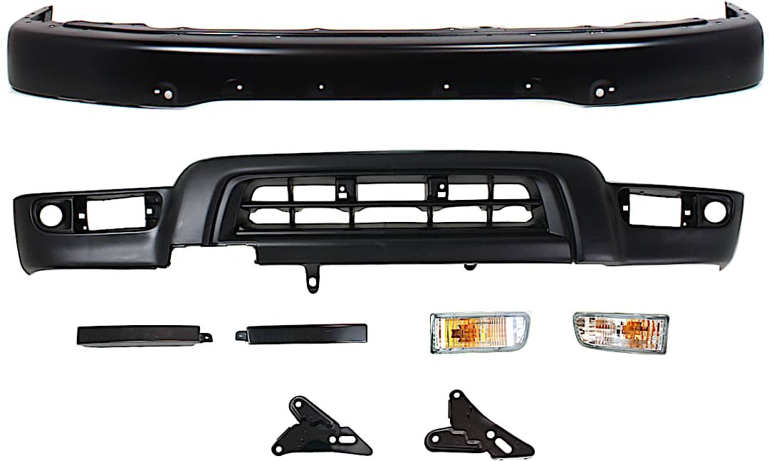 kit-022521-10_1.jpg Replacement 8-Piece Kit, Front Bumper, For Models w/ Sport Package and Fender Flare Holes, Painted Black, Includes (1) Bumper, (2) Bumper Bracket, (2) Grille Extension, (2) Turn Signal Light, (1) Valance - Image 1