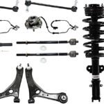 TrueDrive 12-Piece Kit Front, Driver and Passenger Side, Lower Control Arm with Loaded Struts, Sway Bar Links, Tie Rod Ends, and Wheel Hubs
