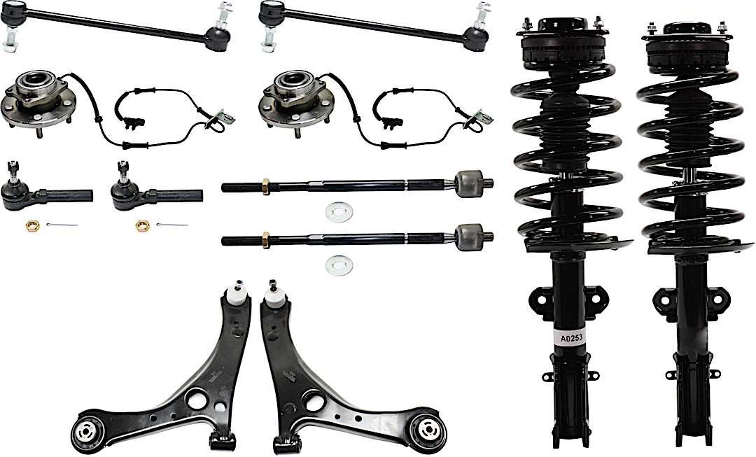 kit-030321-02-70_1.jpg TrueDrive 12-Piece Kit Front, Driver and Passenger Side, Lower Control Arm with Loaded Struts, Sway Bar Links, Tie Rod Ends, and Wheel Hubs - Image 1