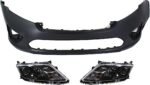 Replacement 3-Piece Kit, Front Primed Bumper Cover, CAPA Certified, Includes (1) Bumper Cover and (2) Headlight
