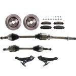 TrueDrive 8-Piece Kit Front, Driver and Passenger Side Axle Assembly, includes (2) Axle Assembly, (2) Brake Disc, (1) Brake Pad Set, and (2) Control Arm, FWD