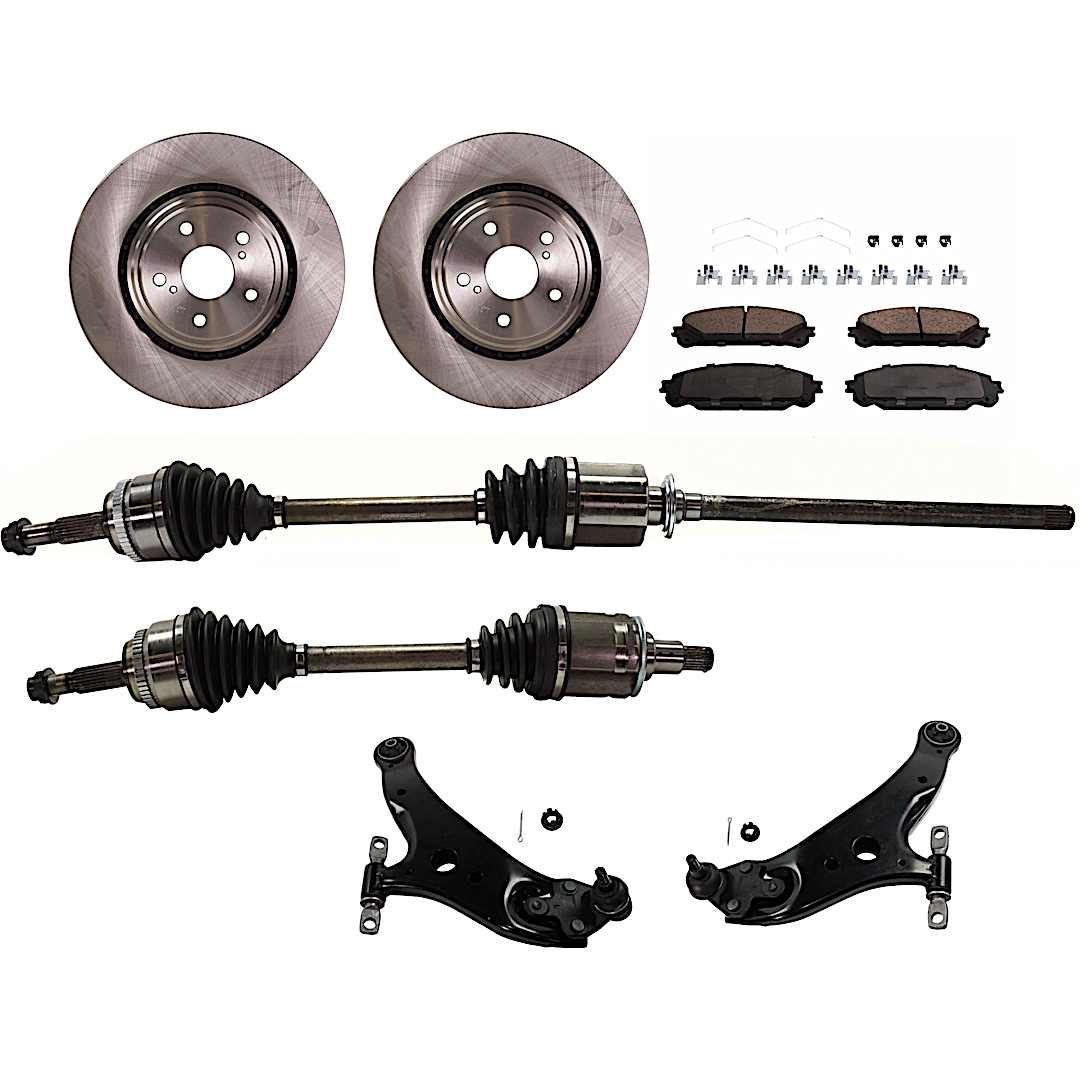 kit-030422-0043_1.jpg TrueDrive 8-Piece Kit Front, Driver and Passenger Side Axle Assembly, All Wheel Drive, Includes Brake Discs, Brake Pad Sets, and Control Arms - Image 1