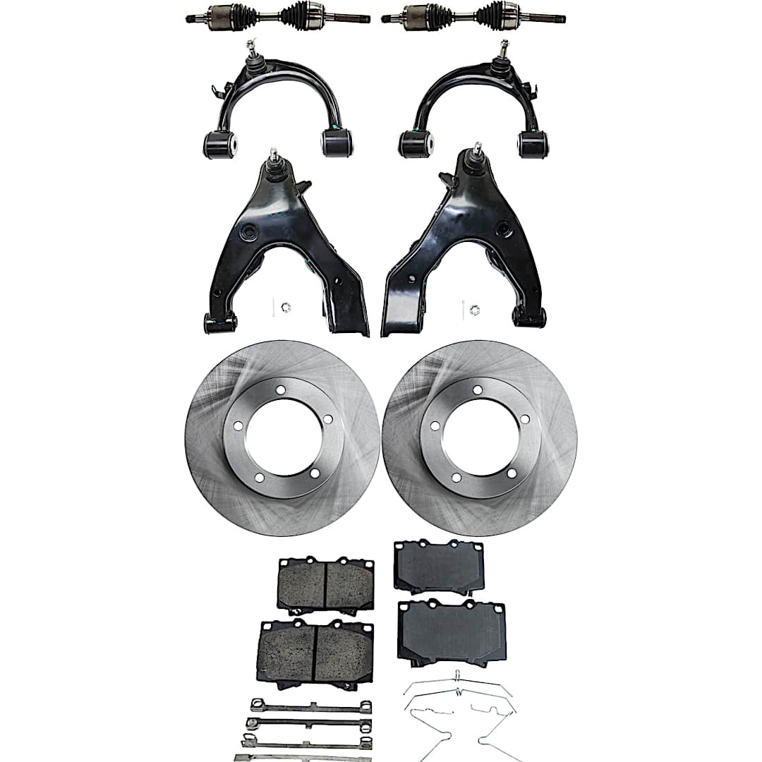 kit-030422-0094_1.jpg TrueDrive 10-Piece Kit Front, Driver and Passenger Side Axle Assemblies, 4WD, includes Brake Discs, Brake Pad Sets, and Control Arms - Image 1
