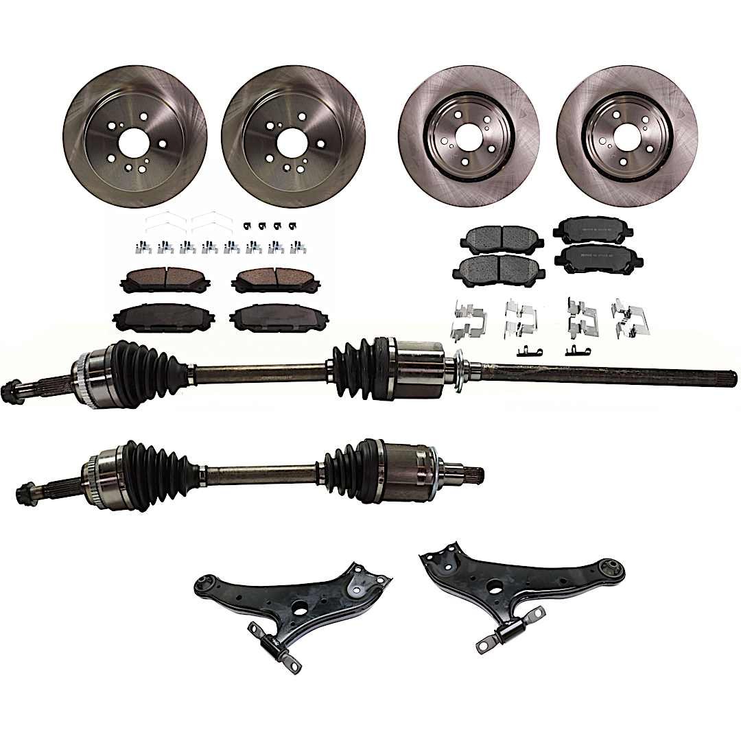 kit-030422-0111_1.jpg TrueDrive 12-Piece Kit Front, Driver and Passenger Side Axle Assembly with Brake Discs, Brake Pad Sets, and Control Arms, All Wheel Drive - Image 1
