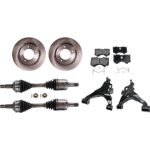 TrueDrive 8-Piece Kit Front, Driver and Passenger Side, Lower Control Arm, 4WD, Includes (2) Axle Assembly, (2) Brake Disc, (1) Brake Pad Set, and (2) Control Arm