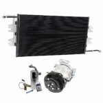 DriveMotive 3-Piece Kit A/C Compressor with A/C Condenser, and A/C Service Kit (A/C Accumulator, A/C Expansion Valve, A/C Orifice Tube, and A/C O-Ring and Gasket Seal Kit), 6-Groove Pulley, 4.33in Diameter