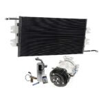 DriveMotive 3-Piece Kit A/C Compressor with A/C Condenser, and A/C Service Kit (A/C Accumulator, A/C Expansion Valve, A/C Orifice Tube, and A/C O-Ring and Gasket Seal Kit), 6-Groove Pulley, 4.33in Diameter