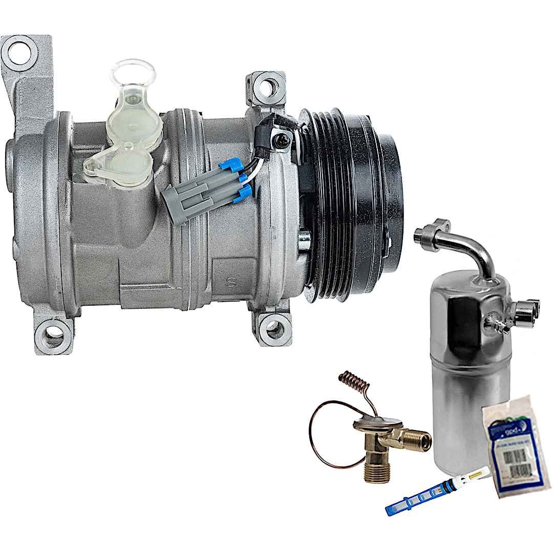 kit-030521-25_1.jpg DriveMotive 2-Piece Kit A/C Compressor Kit, includes A/C Compressor and A/C Service Kit, Two Bolts to mount the Hoses - Image 1