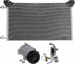 DriveMotive 3-Piece Kit A/C Compressor, 4-Groove Pulley, includes A/C Condenser, and A/C Service Kit (A/C Accumulator, A/C Orifice Tube, and A/C O-Ring and Gasket Seal Kit), One Bolts to mount the Hoses