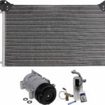 DriveMotive 3-Piece Kit A/C Compressor, 4-Groove Pulley, includes A/C Condenser, and A/C Service Kit (A/C Accumulator, A/C Orifice Tube, and A/C O-Ring and Gasket Seal Kit), One Bolts to mount the Hoses