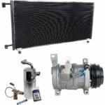 DriveMotive 3-Piece Kit A/C Compressor, 4-Groove Pulley, includes A/C Condenser, and A/C Service Kit (A/C Accumulator, A/C Orifice Tube, and A/C O-Ring and Gasket Seal Kit), Two Bolts to mount the Hoses