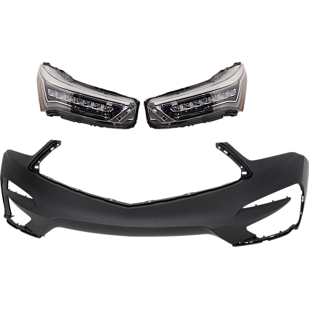 kit-032025-25_1.png JC Whitney 3-Piece Kit Driver and Passenger Side Headlight, Includes (2) Headlight and (1) Bumper Cover - Image 1