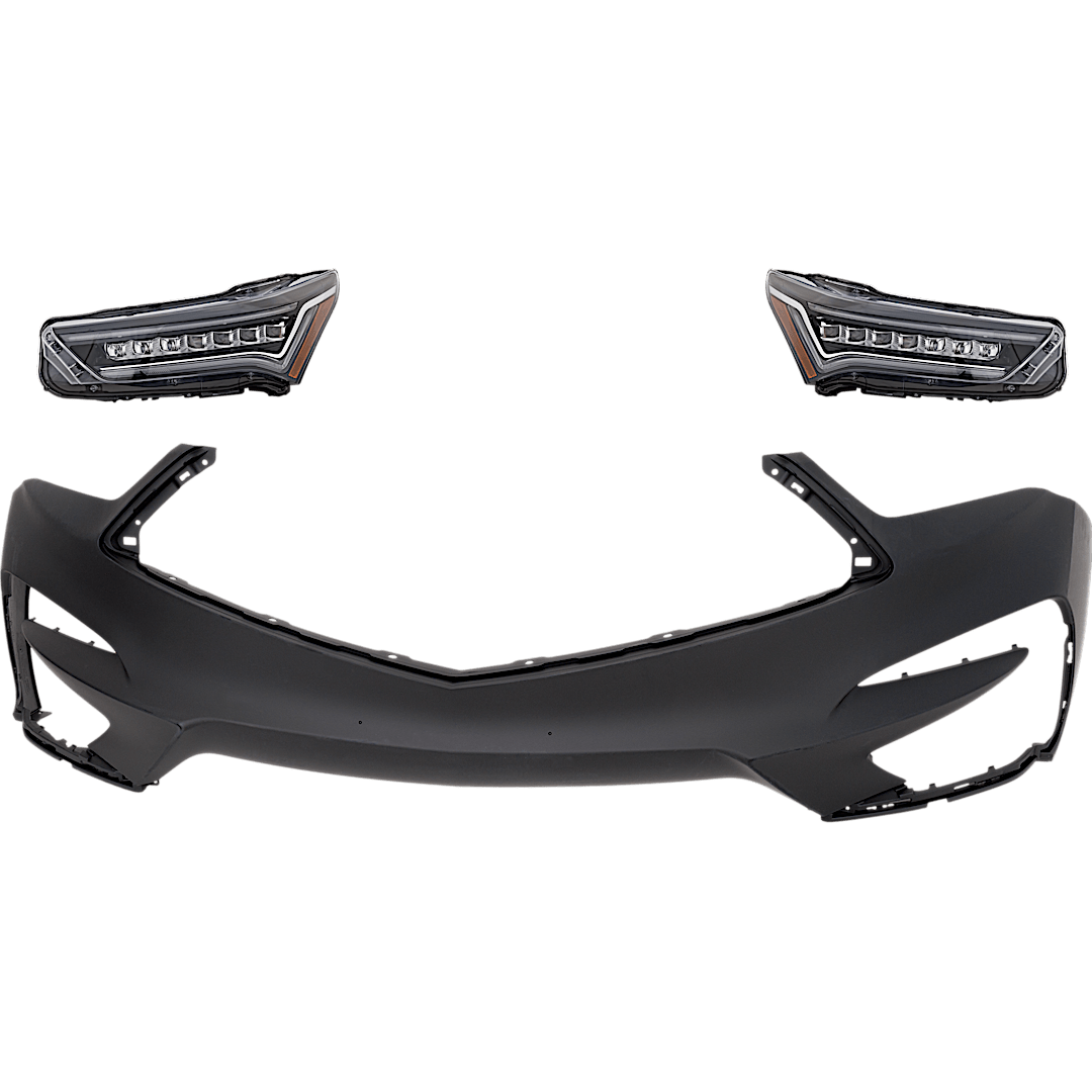 kit-032025-26_1.png JC Whitney 3-Piece Kit Driver and Passenger Side Headlight, Includes (2) Headlight and (1) Bumper Cover - Image 1