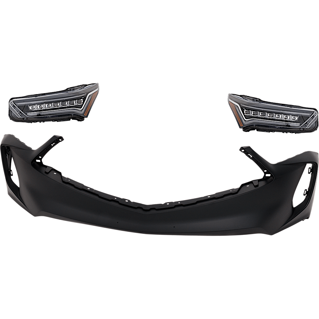 kit-032025-29_1.png JC Whitney 3-Piece Kit Driver and Passenger Side Headlight, Includes (2) Headlight and (1) Bumper Cover - Image 1