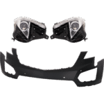 JC Whitney 3-Piece Kit Driver and Passenger Side Headlight, Includes (2) Headlight and (1) Bumper Cover